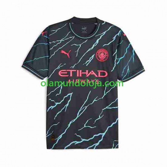 Camisola Manchester City Haaland 9 Special Printing Homem Equipamento Terceiro 2023-2024 Manga Curta
